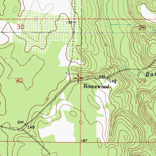 Topographic Map of Homewood, AL