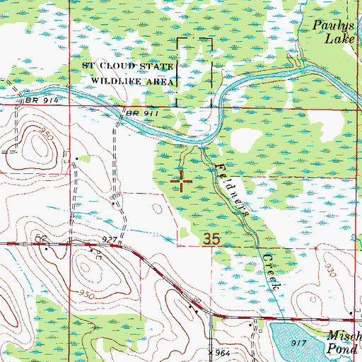 Topographic Map of Feldners Creek, WI