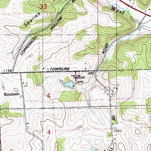Topographic Map of Felton Cemetery, WI