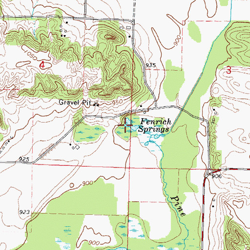 Topographic Map of Fenrich Springs, WI