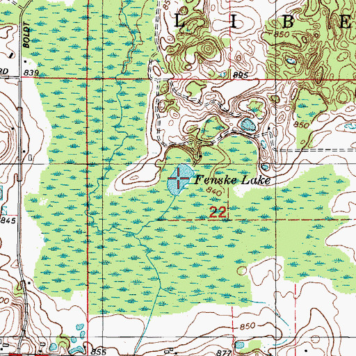 Topographic Map of Fenske Lake, WI