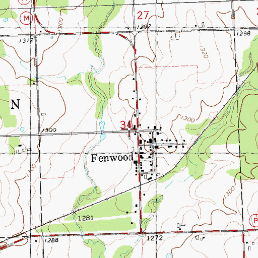 Topographic Map of Fenwood, WI