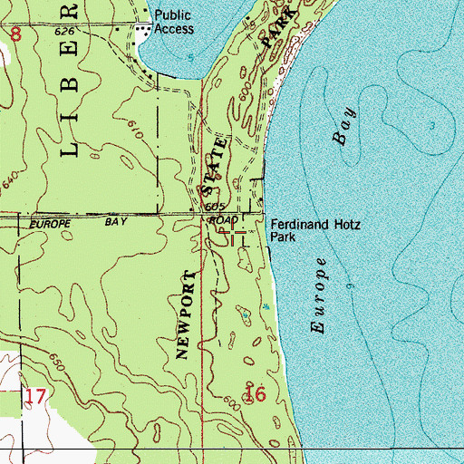 Topographic Map of Ferdinand Hotz Park, WI