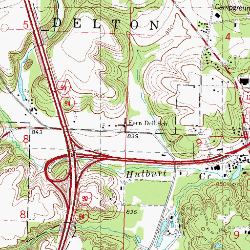 Topographic Map of Fern Dell School, WI