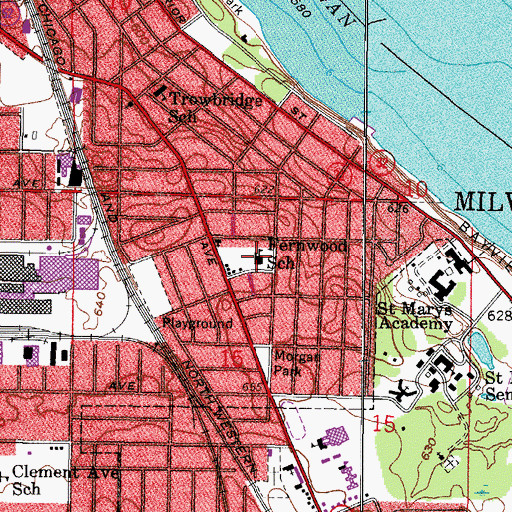 Topographic Map of Fernwood Montessori School, WI