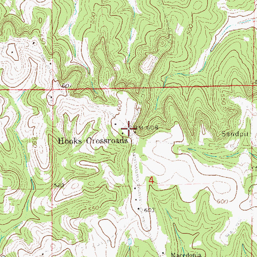 Topographic Map of Hooks Crossroads, AL