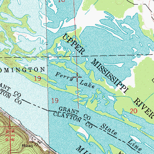 Topographic Map of Ferry Lake, WI