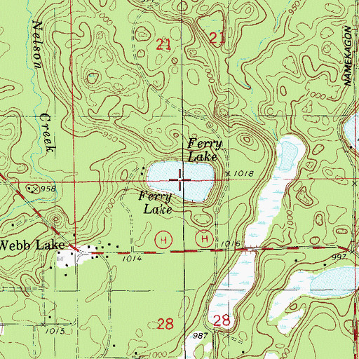 Topographic Map of Ferry Lake, WI