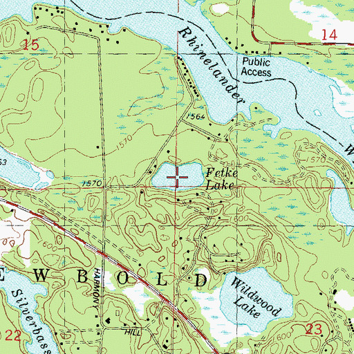 Topographic Map of Fetke Lake, WI