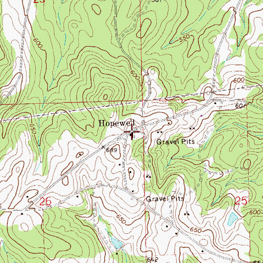 Topographic Map of Hopewell, AL