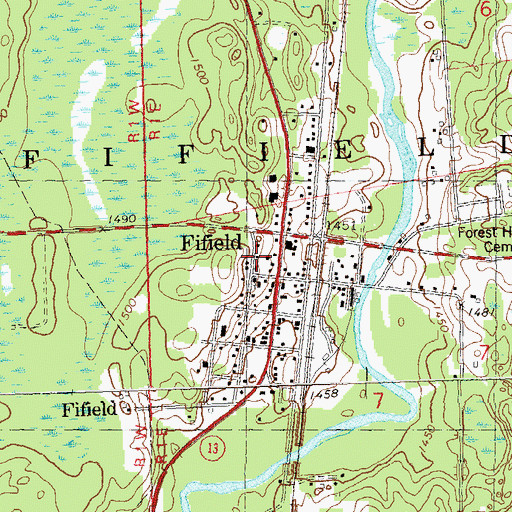 Topographic Map of Fifield, WI
