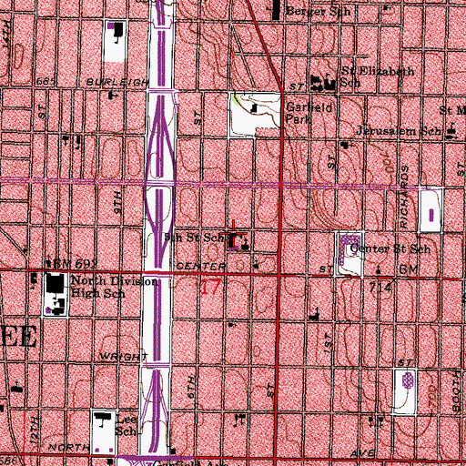 Topographic Map of Fifth Street School, WI