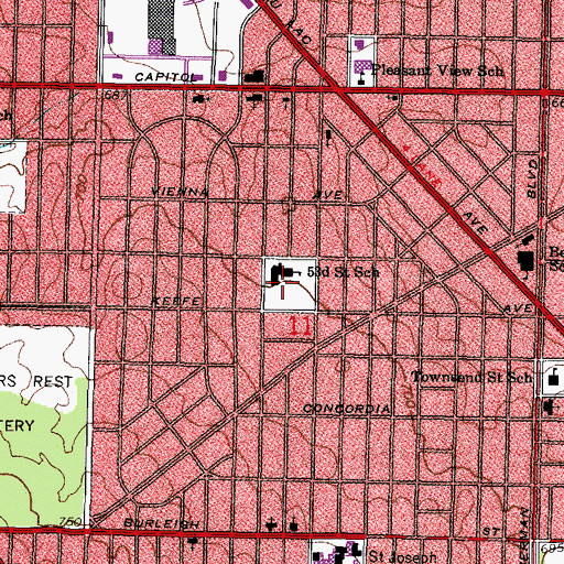 Topographic Map of Fifty - Third Street Elementary School, WI