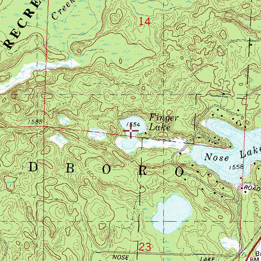Topographic Map of Finger Lake, WI