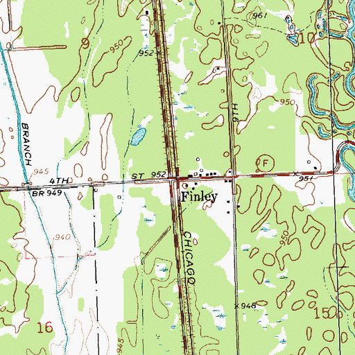 Topographic Map of Finley, WI
