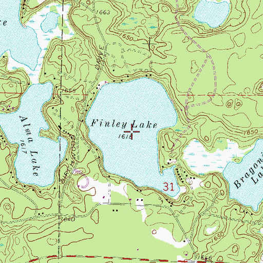 Topographic Map of Finley Lake, WI