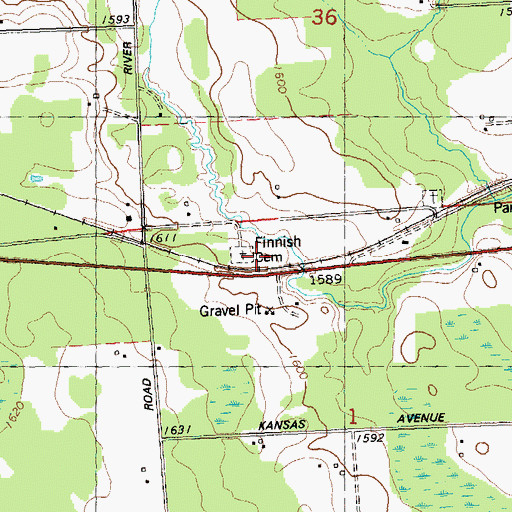 Topographic Map of Finnish Cemetery, WI
