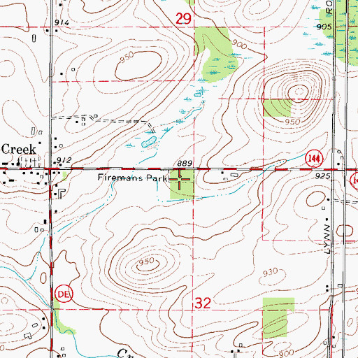 Topographic Map of Firemans Park, WI