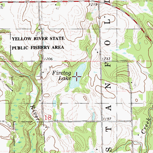 Topographic Map of Firetag Lake, WI