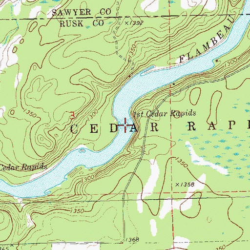 Topographic Map of First Cedar Rapids, WI