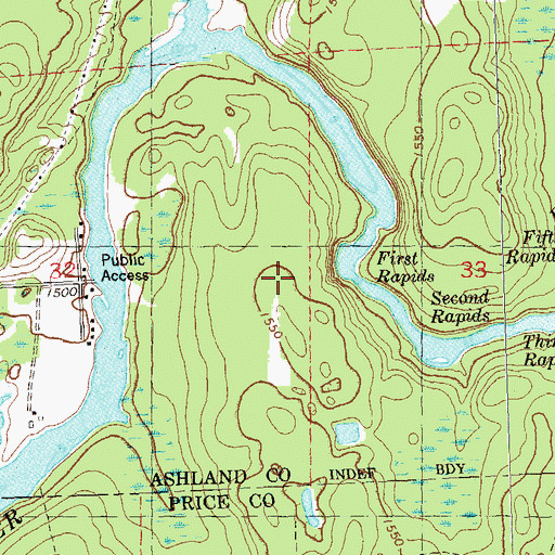 Topographic Map of First Rapids, WI