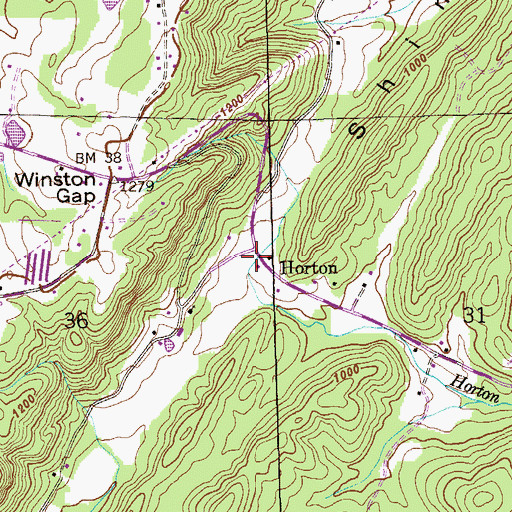 Topographic Map of Horton, AL