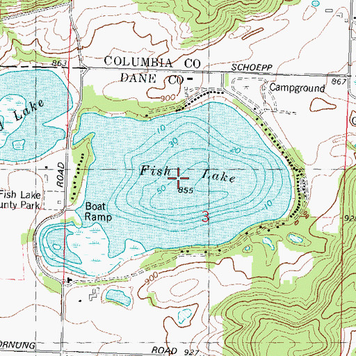 Topographic Map of Fish Lake, WI