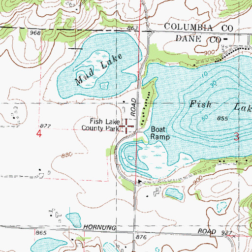 Topographic Map of Fish Lake County Park, WI
