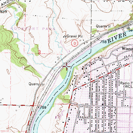 Topographic Map of Fisher Creek, WI