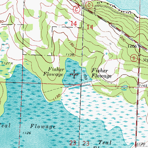 Topographic Map of Fisher Flowage, WI