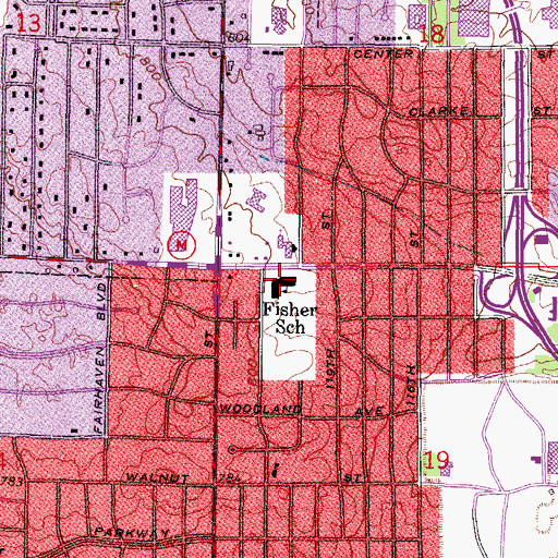 Topographic Map of Fisher School, WI
