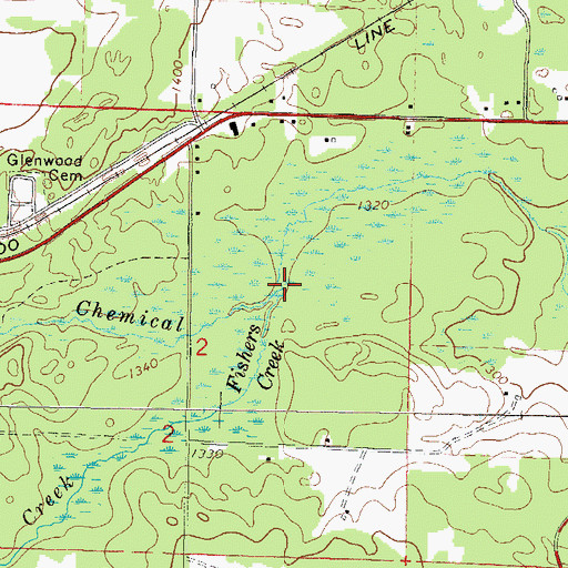 Topographic Map of Fishers Creek, WI