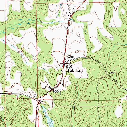 Topographic Map of Hubbard, AL