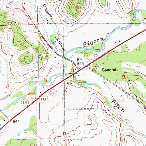 Topographic Map of Fitch Coulee, WI