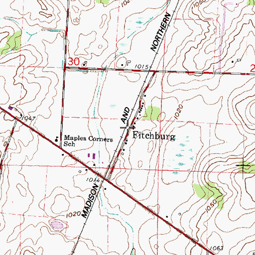 Topographic Map of Fitchburg, WI