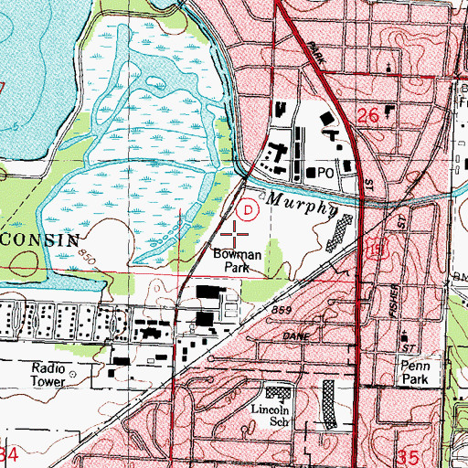 Topographic Map of Fitchburg Field, WI