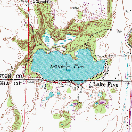 Topographic Map of Lake Five, WI