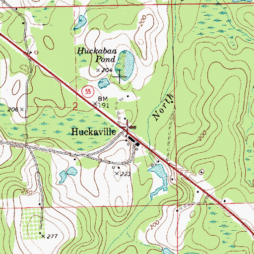 Topographic Map of Huckaville, AL