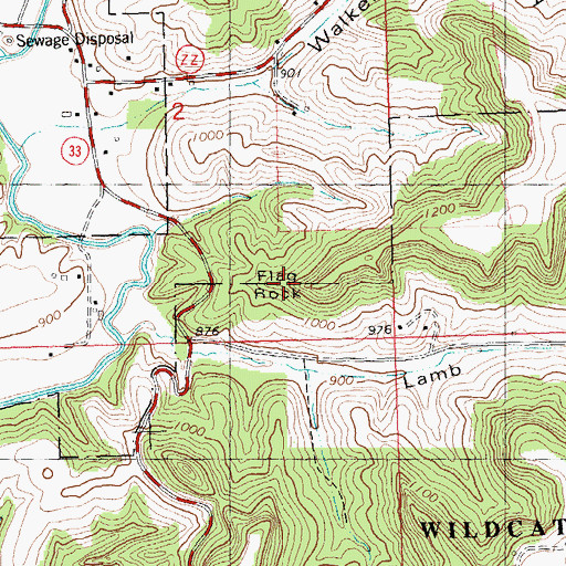 Topographic Map of Flag Rock, WI