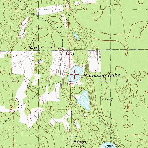Topographic Map of Flamang Lake, WI