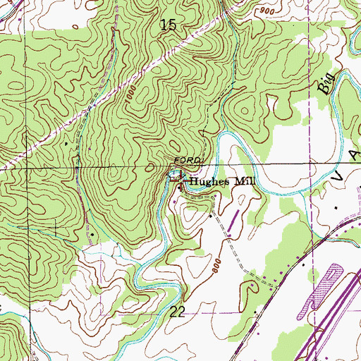 Topographic Map of Hughes Mill, AL