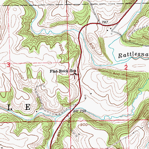 Topographic Map of Flat Rock School, WI