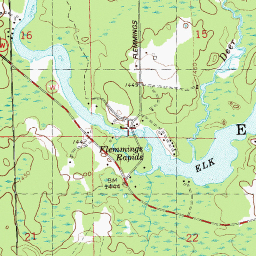 Topographic Map of Flemmings Rapids, WI