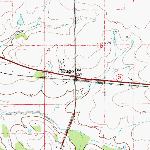 Topographic Map of Hugo, AL