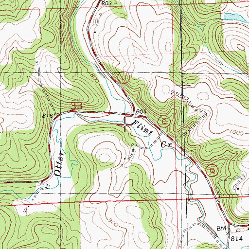 Topographic Map of Flint Creek, WI