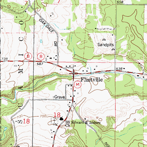 Topographic Map of Flintville, WI