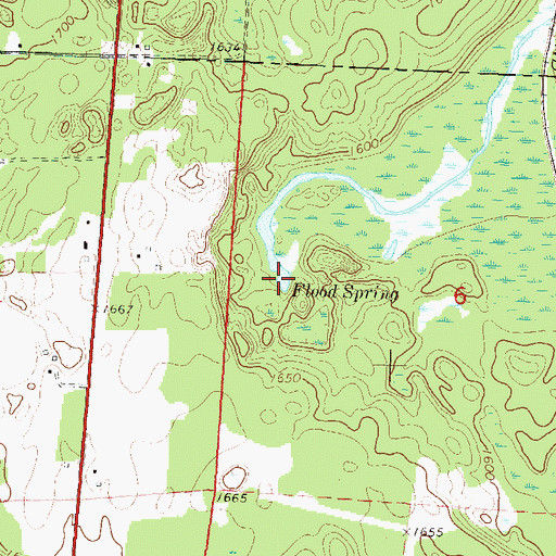 Topographic Map of Flood Spring, WI
