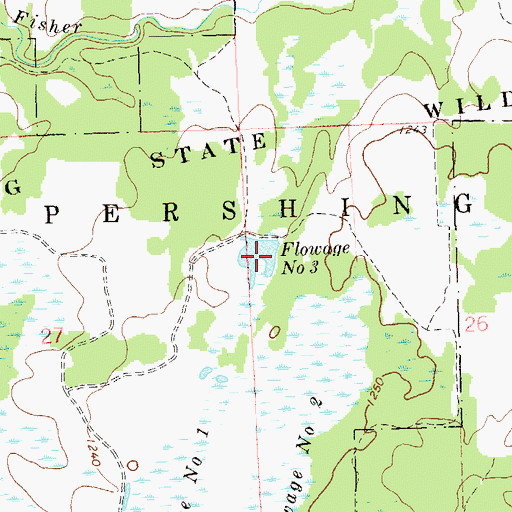 Topographic Map of Flowage Number Three, WI