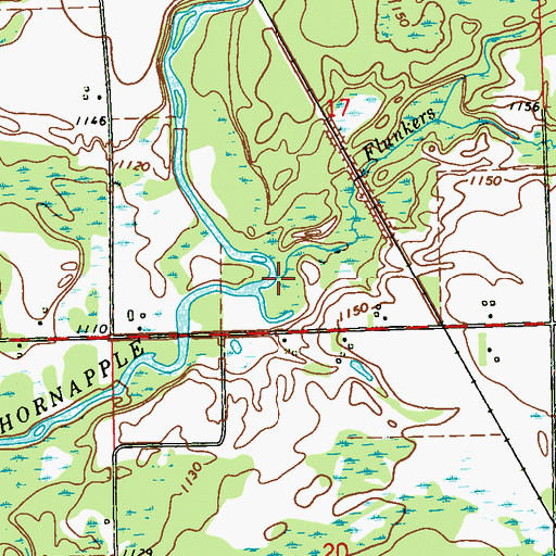 Topographic Map of Flunkers Creek, WI
