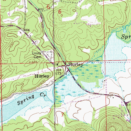 Topographic Map of Hurley, AL